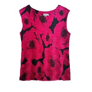 Vintage Savvy By DT Studio Crinkle Floral Sleeveless Blouse Womens  XL Pink Y2K